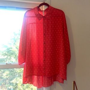 Plus Size Pink Polka Dot Blouse